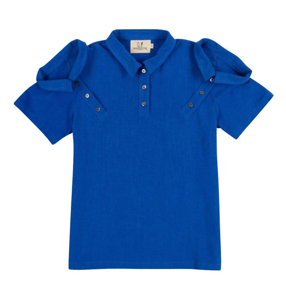 Fashion Brand Company Unisex 3 Collar Polo French Blue